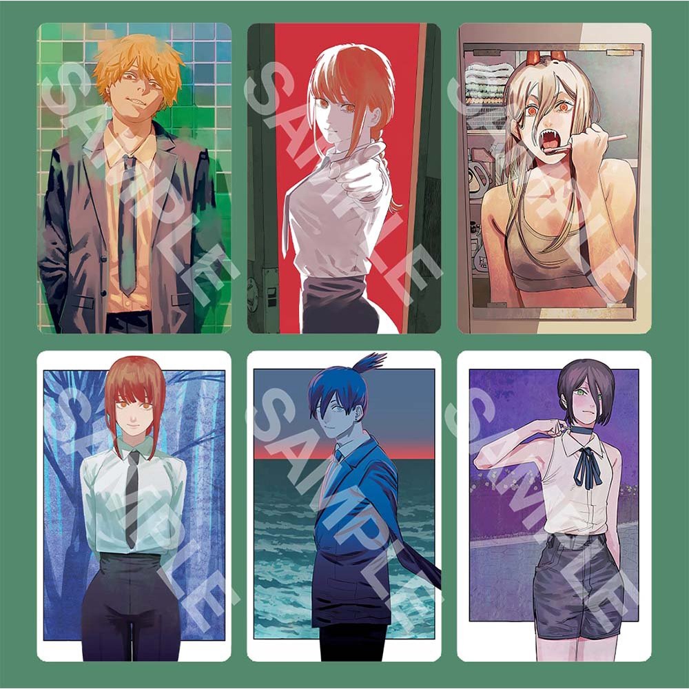 Ảnh card bo góc in hình CHAINSAW-MAN Thợ Săn Quỷ thẻ bo viền 5*8cm anime chibi sưu tầm 1 tấm