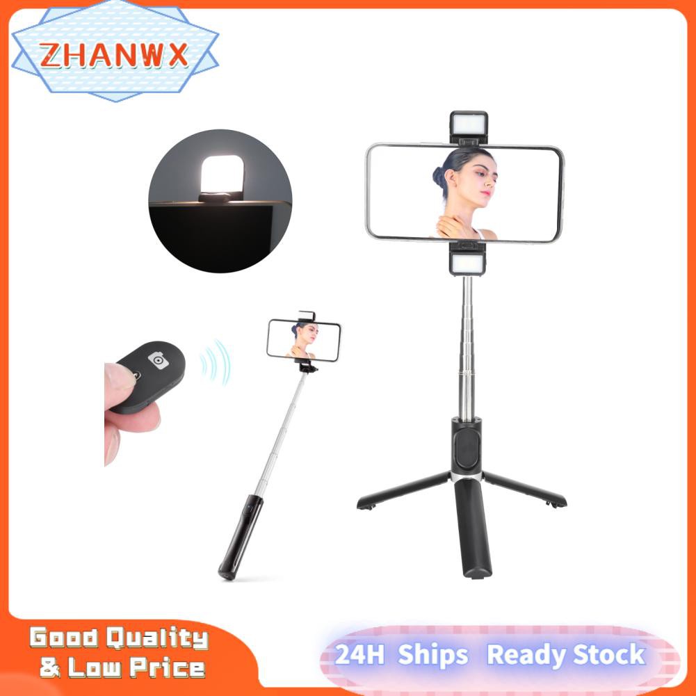 Zhanwx Tripod Selfie Stick with Light Mobile Phone Wireless Bluetooth Foldable Mini Stand