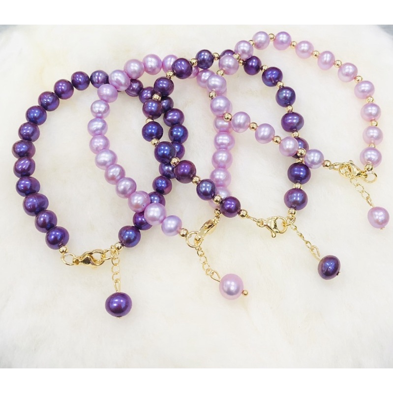 Vòng tay mix bi titan hạt ngọc trai nhân tạo 7ly