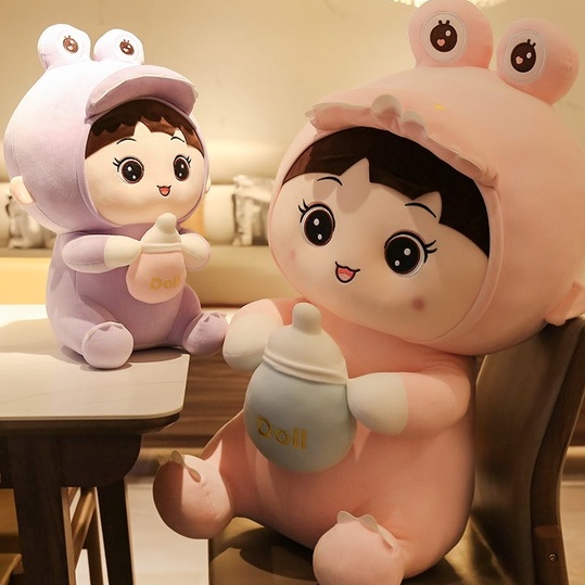 Gấu Bông Bé Khủng Long Ôm Bình Sữa, Em Bé Ôm Bình Sữa Cute, Thú Nhồi Bông Cao Cấp Dễ Thương