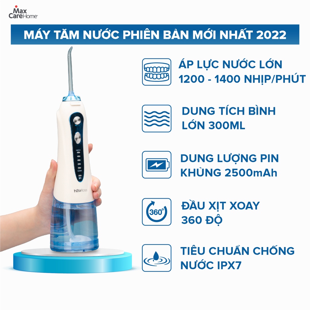 Máy Tăm Nước H2OFloss HF6P HF9P [Chính Hãng] mẫu MỚI NHẤT 2022 - Đổi mới 12 tháng, tặng túi đựng
