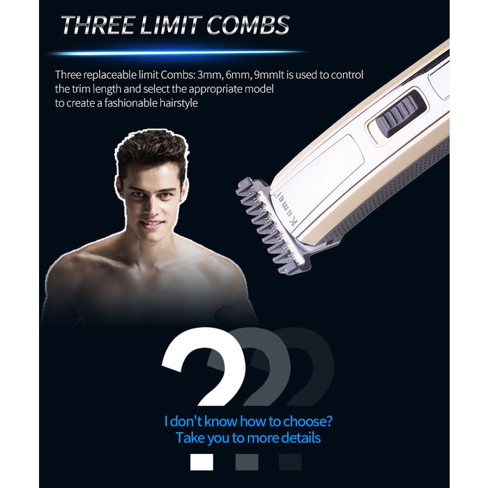 Máy cạo râu Kemei không dây 2 trong 1 có thể sạc lại và sử dụng pin AA với lưỡi cắt có thể tháo rời tiện dụng