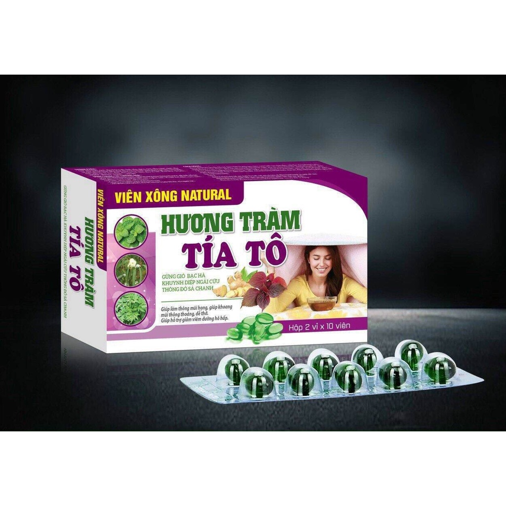 Viên xông Hương Tràm tía tô (hộp 2 vỉ x 10 viên)