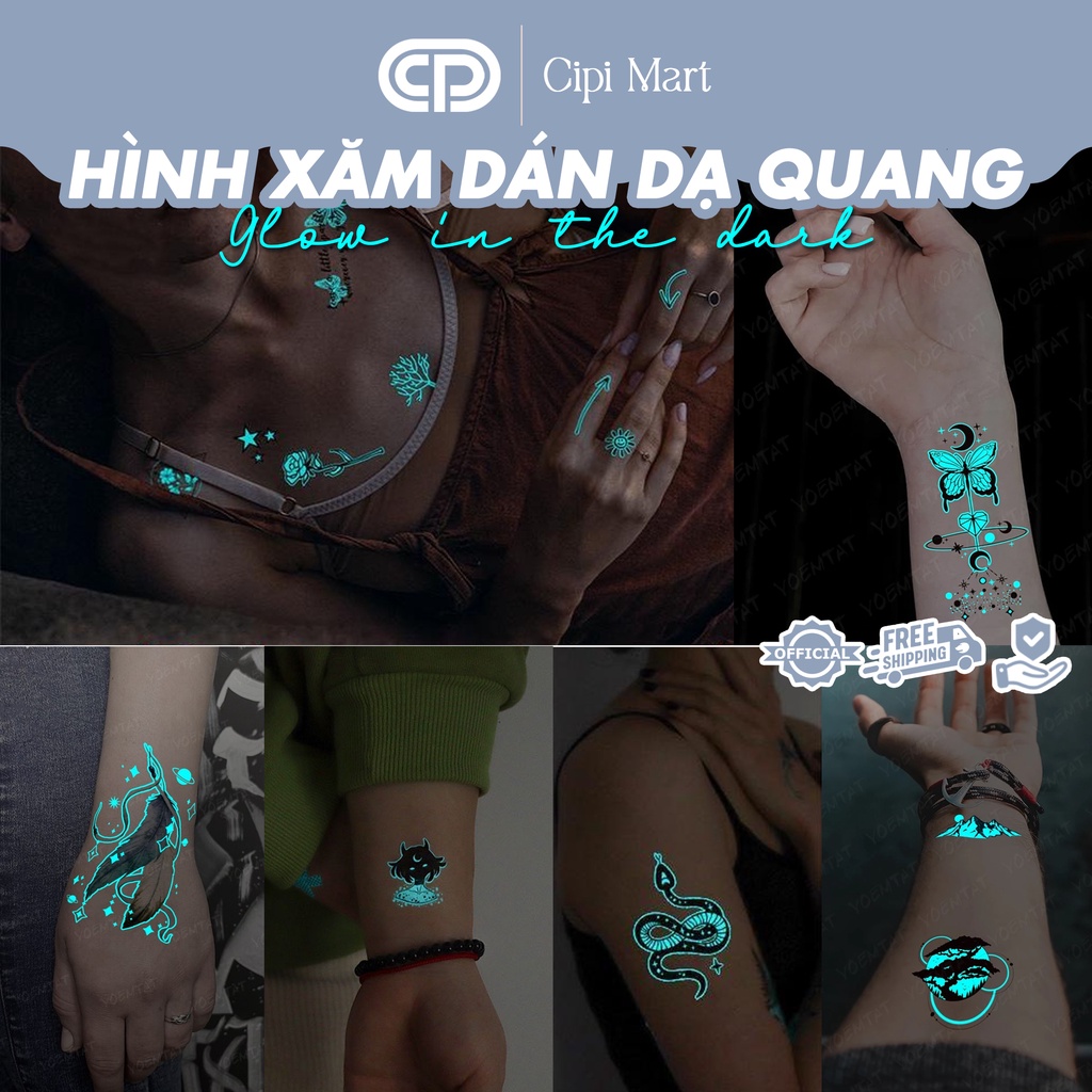 CIPI MART - Hình xăm dán dạ quang - sáng trong bóng tối - Giữ được 2 ngày