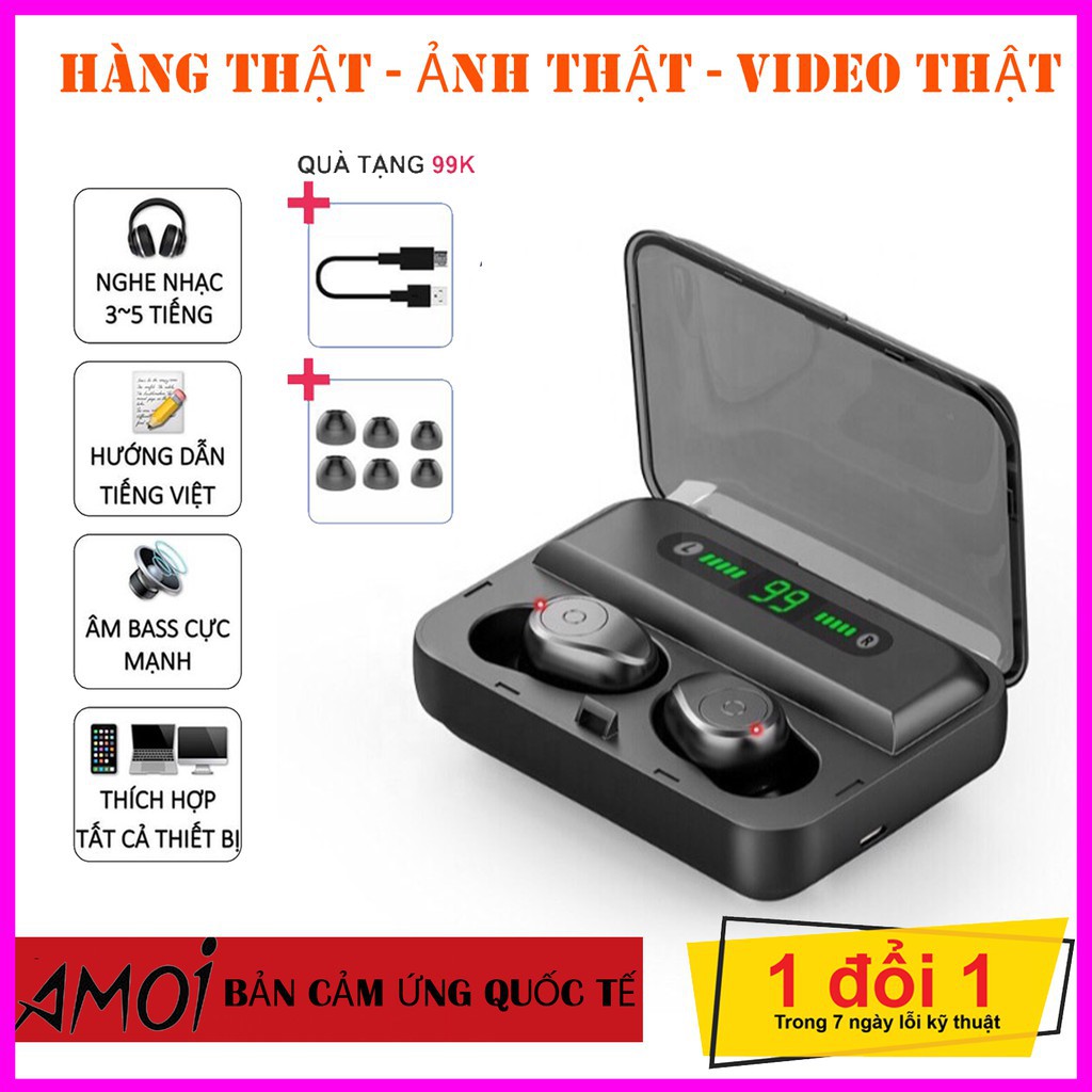 Tặng Kèm đồng hồ thông minh ZgoTai Nghe không dây F9 PRO TWS Bluetooth 5.0 - Bản Quốc Tế - Cảm ứng - Phiên bản 2020