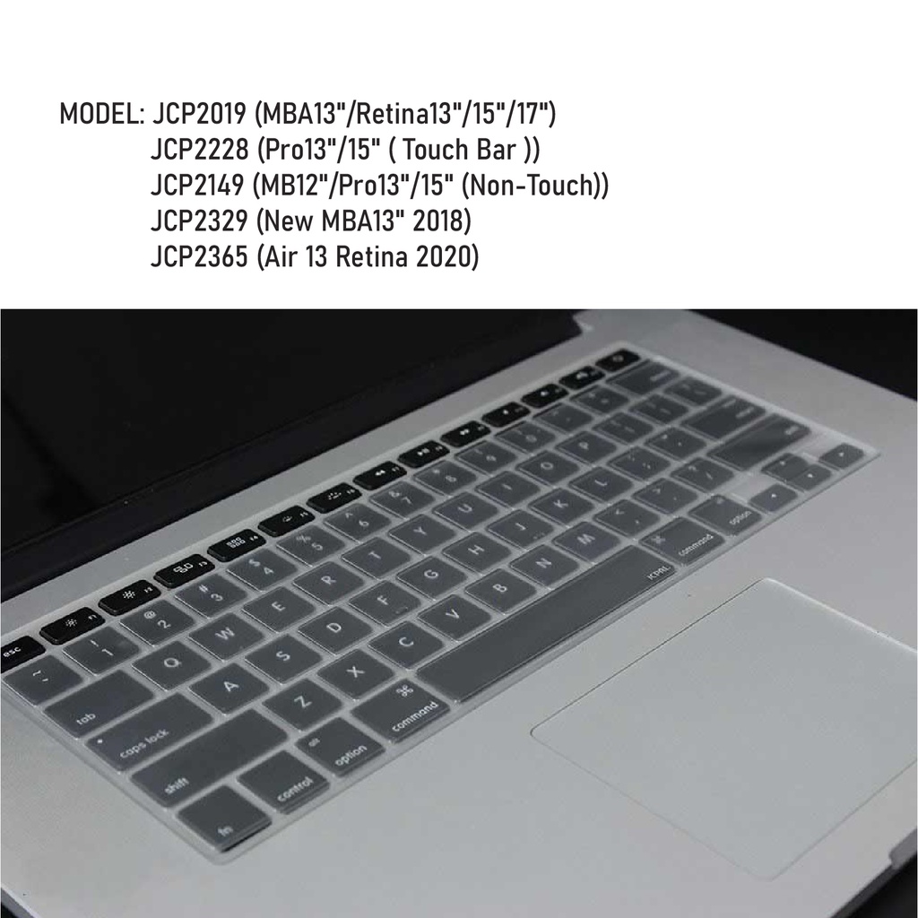 Phủ phím JCPAL Fitskin TPU Macbook chống nước, kháng khuẩn trong suốt