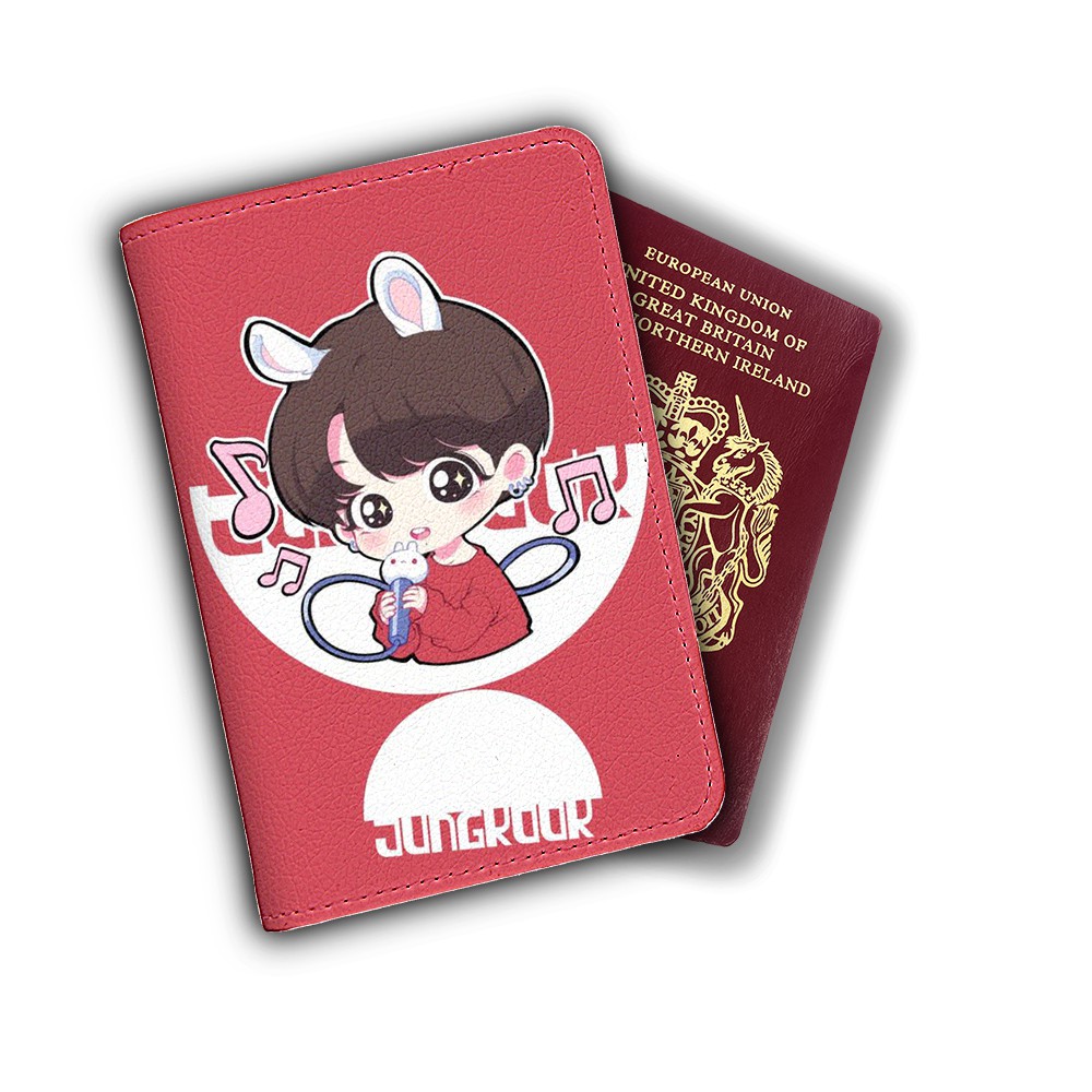 Ví bọc passport (hộ chiếu) in hình chibi Jungkook BTS - mã BTS00055