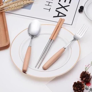 [Free Ship] Set 3 thìa - dĩa - đũa lúa mạch tặng kèm hộp.