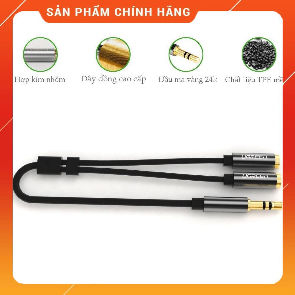 Dây Audio 3.5mm đực chia 2 cổng 3.5mm cái (2 tai nghe) đầu nhôm dài 20cm dailyphukien