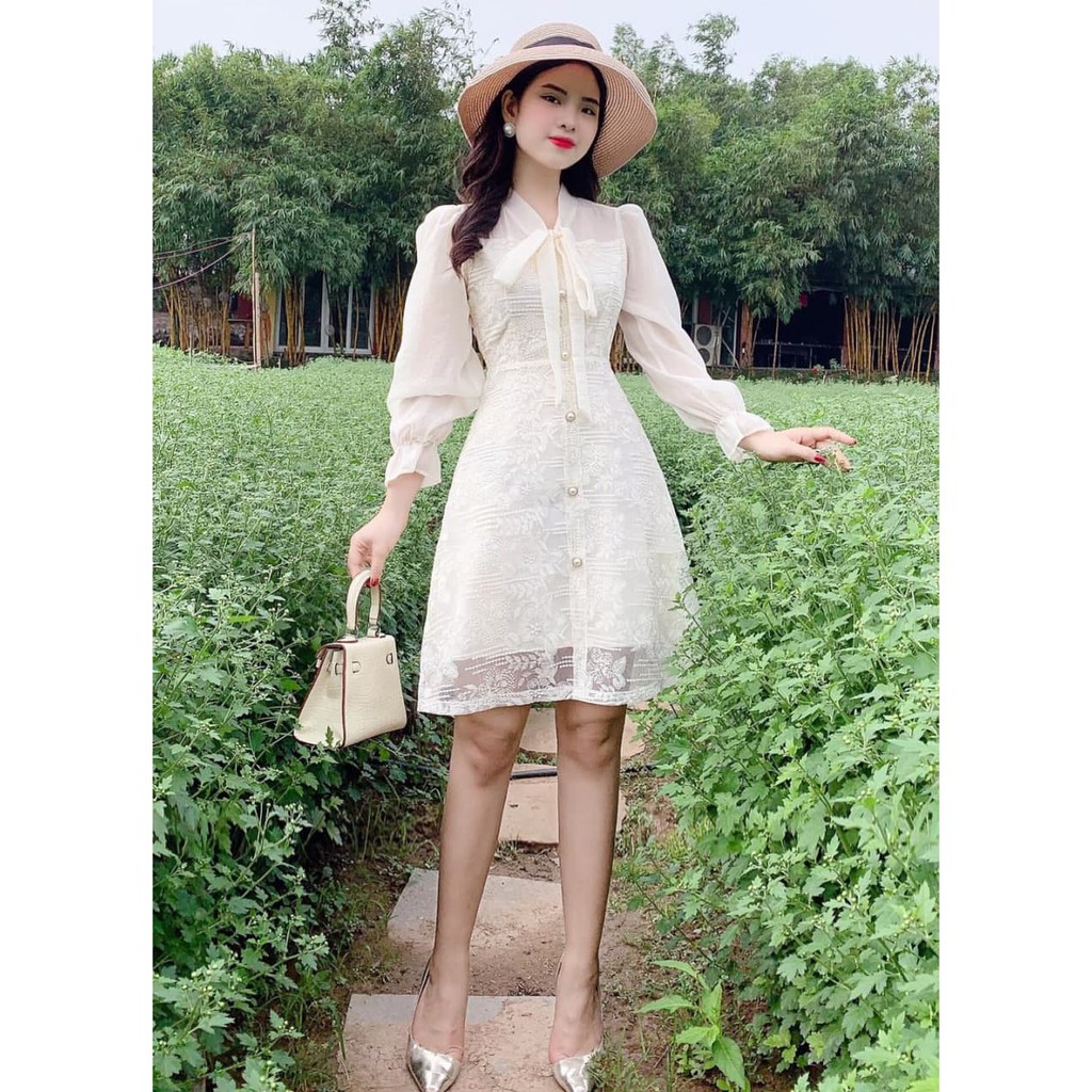 [Nhập WAMAR931 giảm ngay 15k]Đầm thiết kế cổ buộc nơ V1719_Zin Boutique [Kèm ảnh thật] | BigBuy360 - bigbuy360.vn