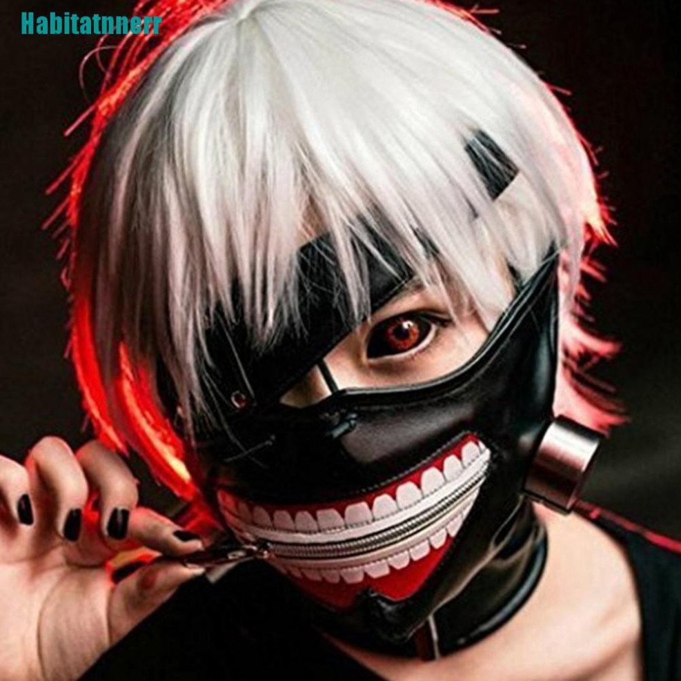 (Hàng Mới Về) 1 Khẩu Trang Da Pu Có Khóa Kéo Họa Tiết Nhân Vật Hoạt Hình Tokyo Ghoul Ken