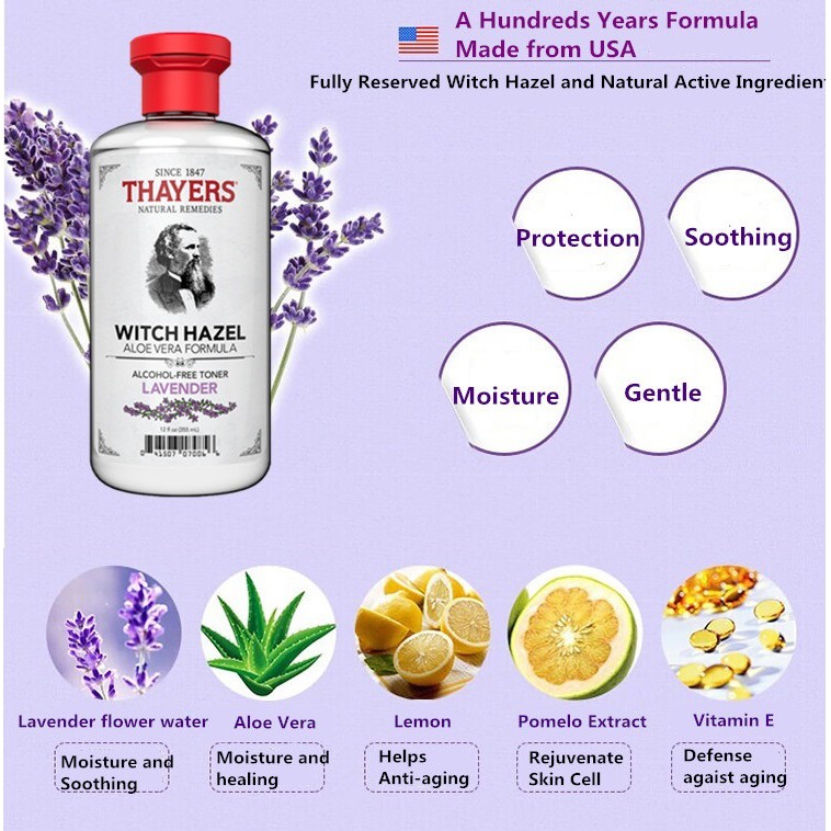 [CHÍNH HÃNG_CÓ TEM] Nước hoa hồng không chứa cồn Thayers Alcohol Free Witch Hazel Toner Lavender 355ml