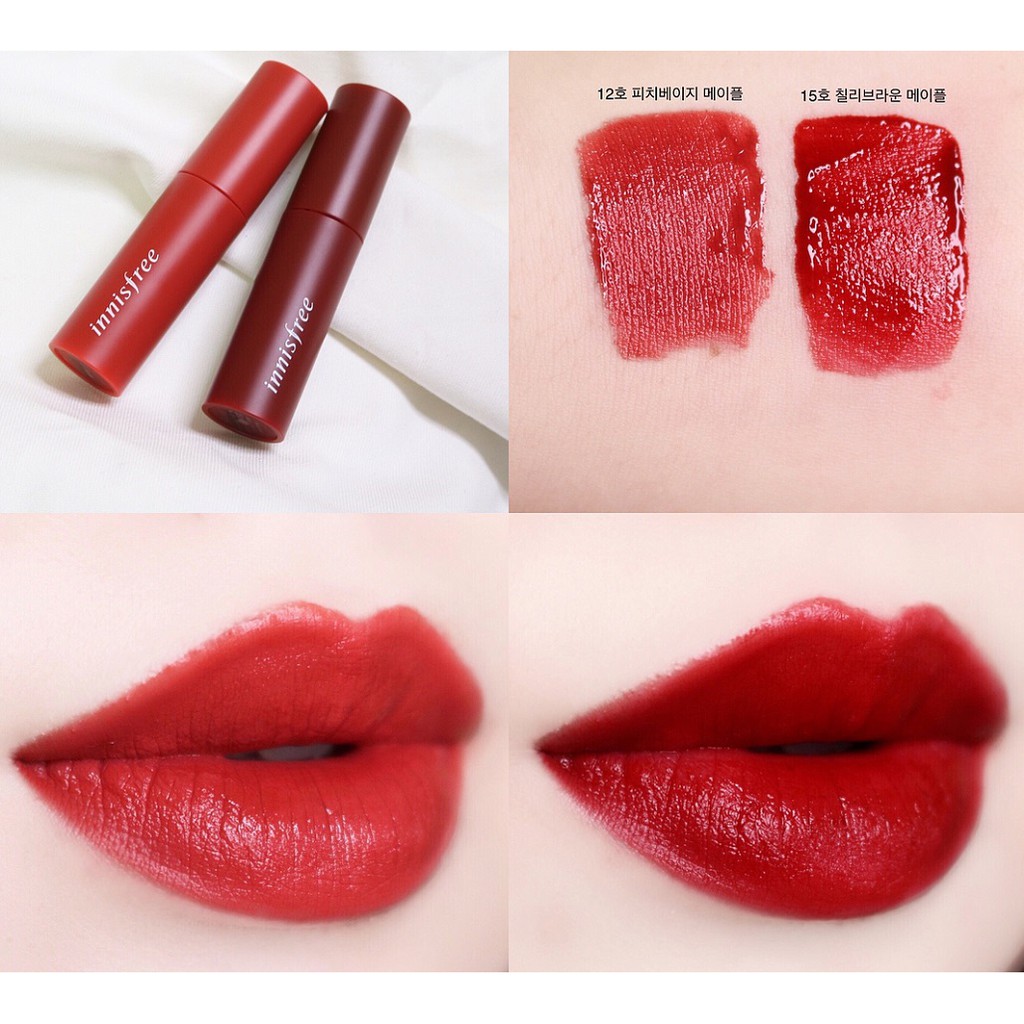 SON TINT LÌ KHÔNG KHÔ MÔI INNISFREE VIVID COTTON INK | Màu #1 #8 #11 #12