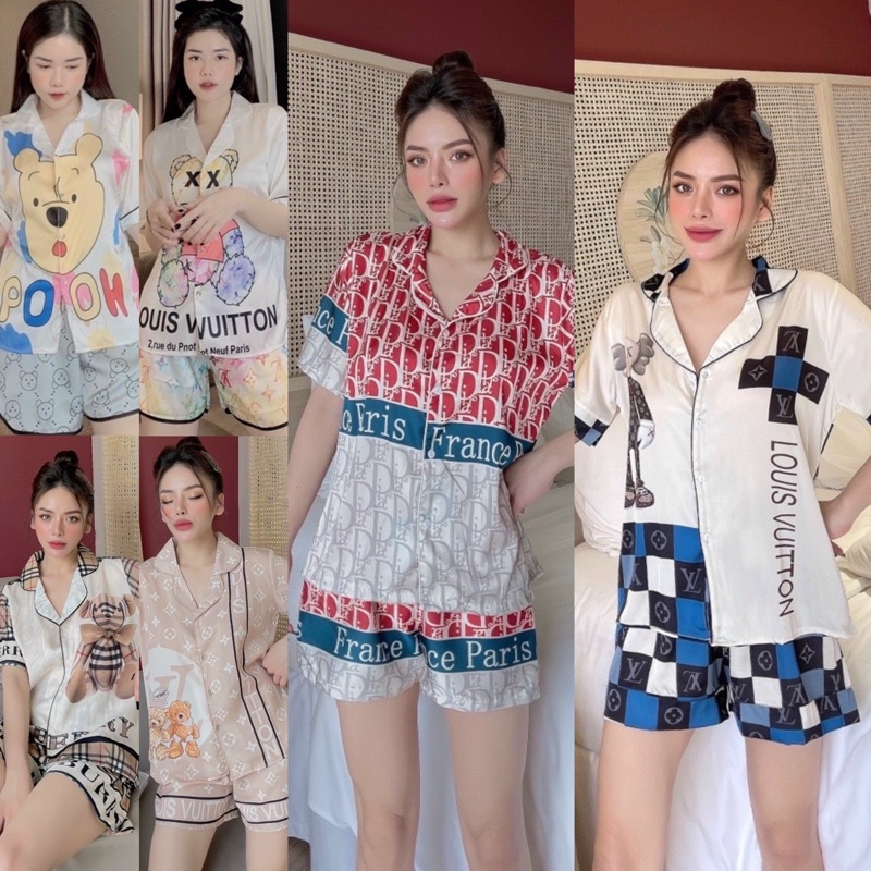 [Dưới 62kg] Đồ bộ pizama Lụa đùi dễ thương sang trọng cho bạn nữ