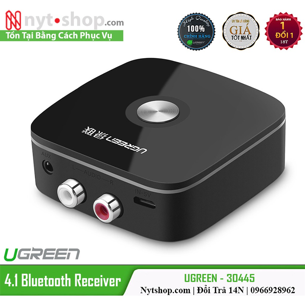 Bộ Nhận Bluetooth 5.0 Cho Loa Cao Cấp UGREEN 30445 | Hỗ Trợ Cổng 3ly và 2RCA