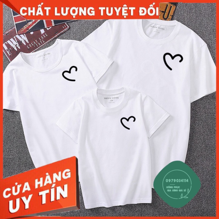 Áo thun giá sỉ Áo Thun Gia Đình Màu Đỏ In Logo Trái Tim