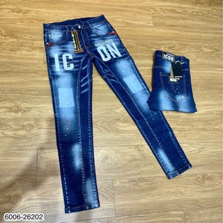 Quần Jean Nam ICON, DSQ Khoá vàng - Quần Bò Dài Phối Chữ Icon & Hình Cực Chất - MOUSE SHOP
