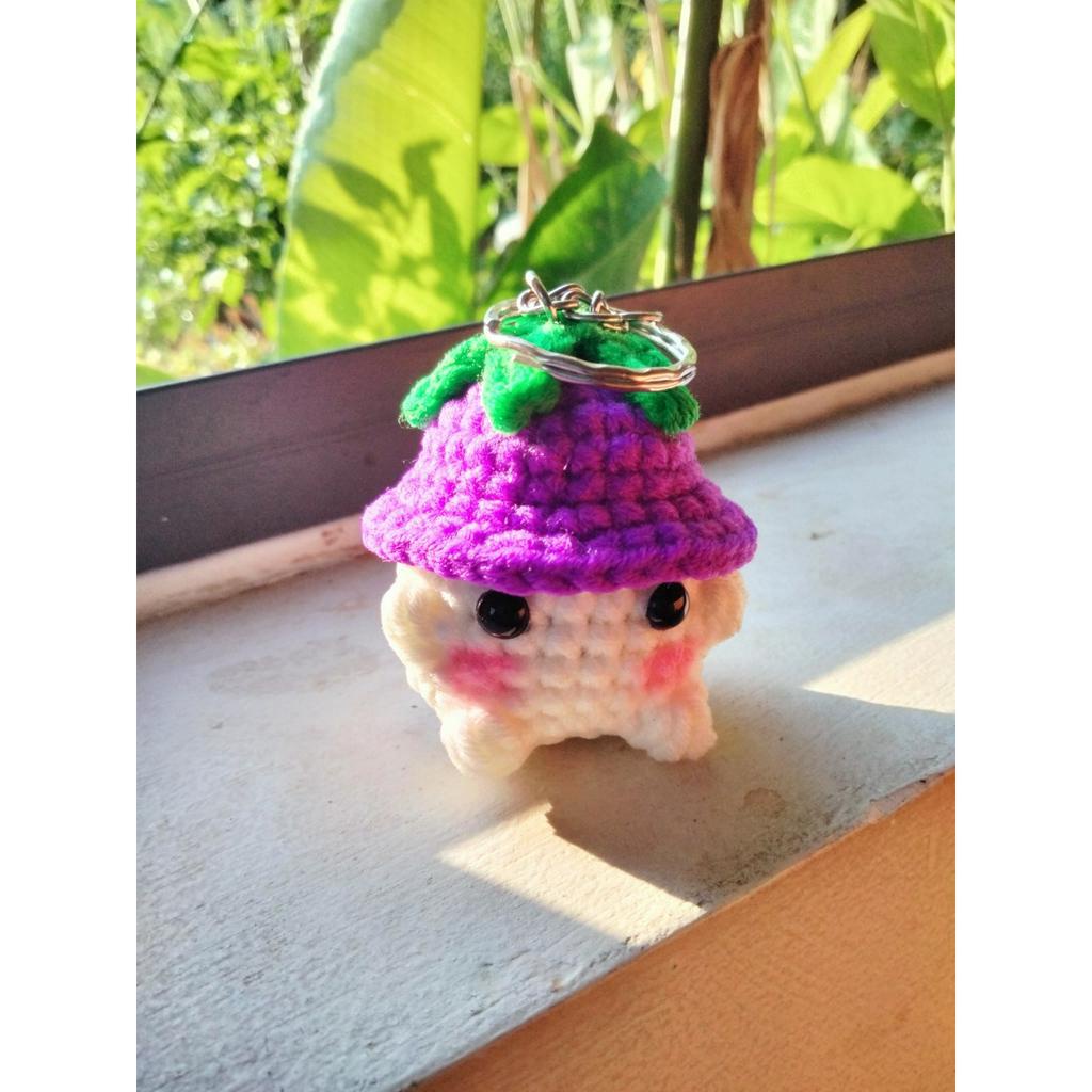 Móc khóa bé Nấm bằng len cute ❤️🍄🐻🍓🥕🍆🐰