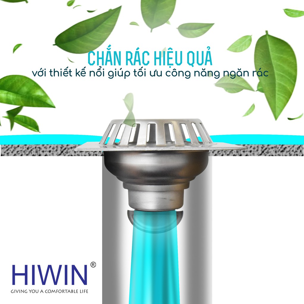 Cầu chắn rác Hiwin FD-76 Inox 304 Mặt mờ Cao Cấp Ngõng trọng lực