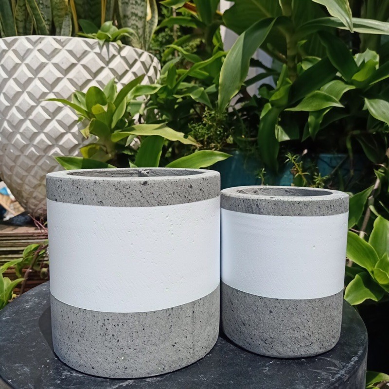 Chậu trụ xi măng sơn size để bàn