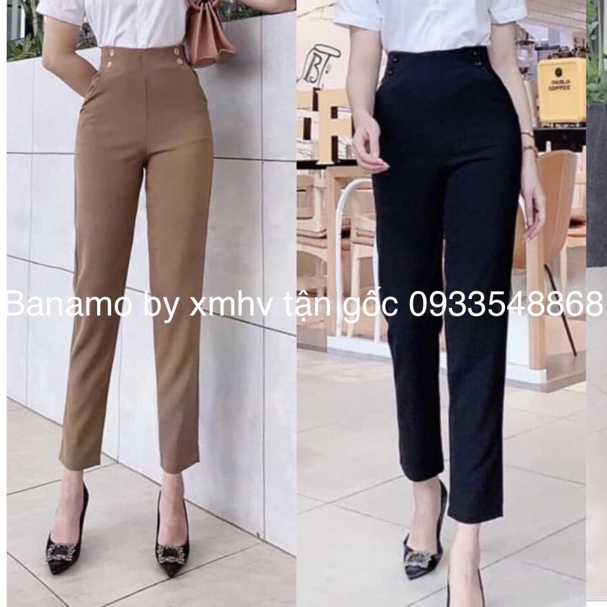 [Mã FAMARAL1 giảm 10K đơn 50K] Quần baggy 4 khuy khóa lệ cạp cao siêu xinh thời trang Banamo Fashion 8332