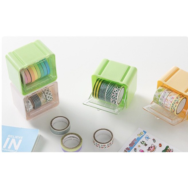 Hộp Để Washi Tape - Dụng Cụ Chứa Washi Tape - Hộp Nhựa Trang Trí