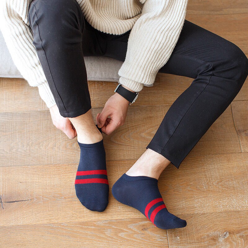 Vớ tất nam nữ ngắn cổ kẻ ngang Hàn Quốc siêu hot TN06