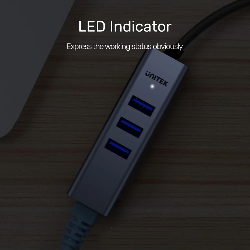 CÁP TYPE-C -&gt; 3 USB 3.0 + LAN UNITEK H1904A