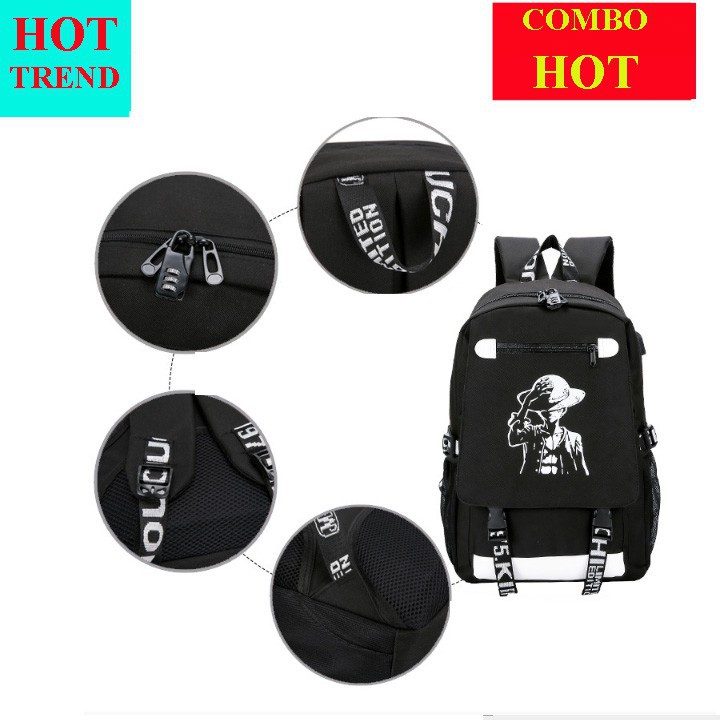 Balo nam nữ thời trang Luffy Phong Cách Mới, Hàng Mới Nhất 2023, Sẵn Cáp Sạc, Khóa Số Chống Trộm - BL74