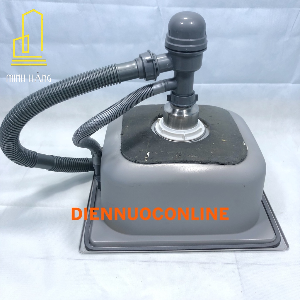 Chậu rửa chén 1 hộc inox kích thước 42x37cm tặng kèm bộ xả nước