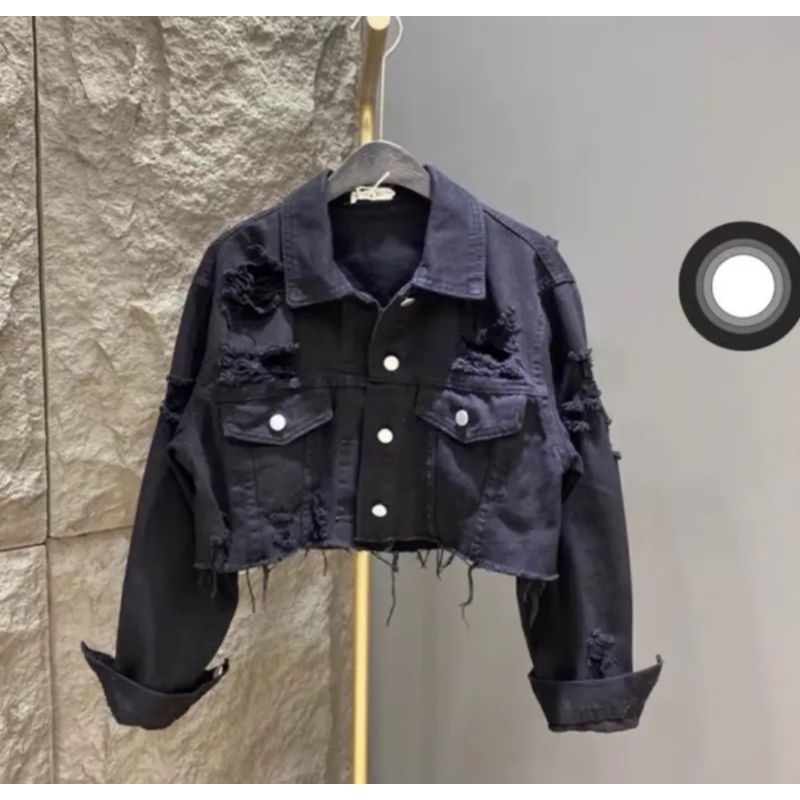 Áo KHOÁC nữ kaki jeans CROPTOP rách siêu xinh chất dày dặn kèm ảnh thật