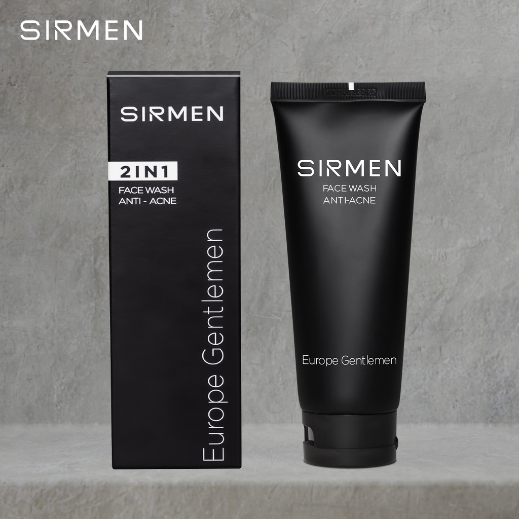 Sữa rửa mặt nam 2 in 1 nguyên liệu châu Âu SIRMEN Europe Gentlemen cao cấp 100g chiết xuất tự nhiên công nghệ EU-Nano