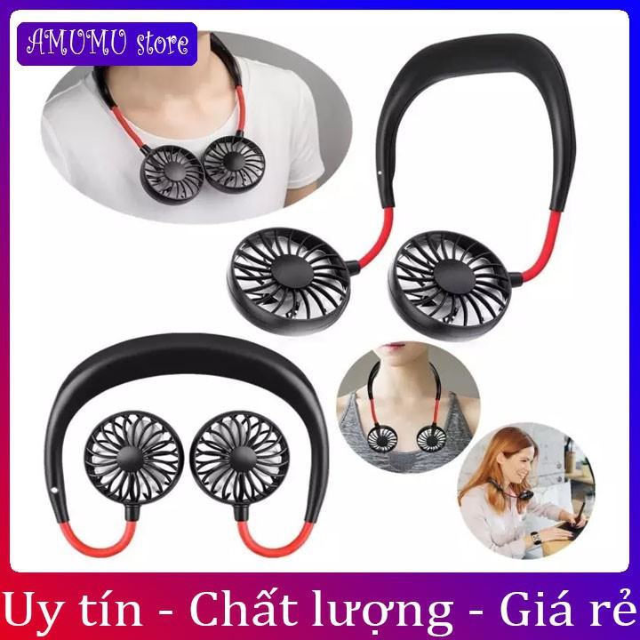 Quạt quàng cổ mini tích điện gấp gọn siêu mát..