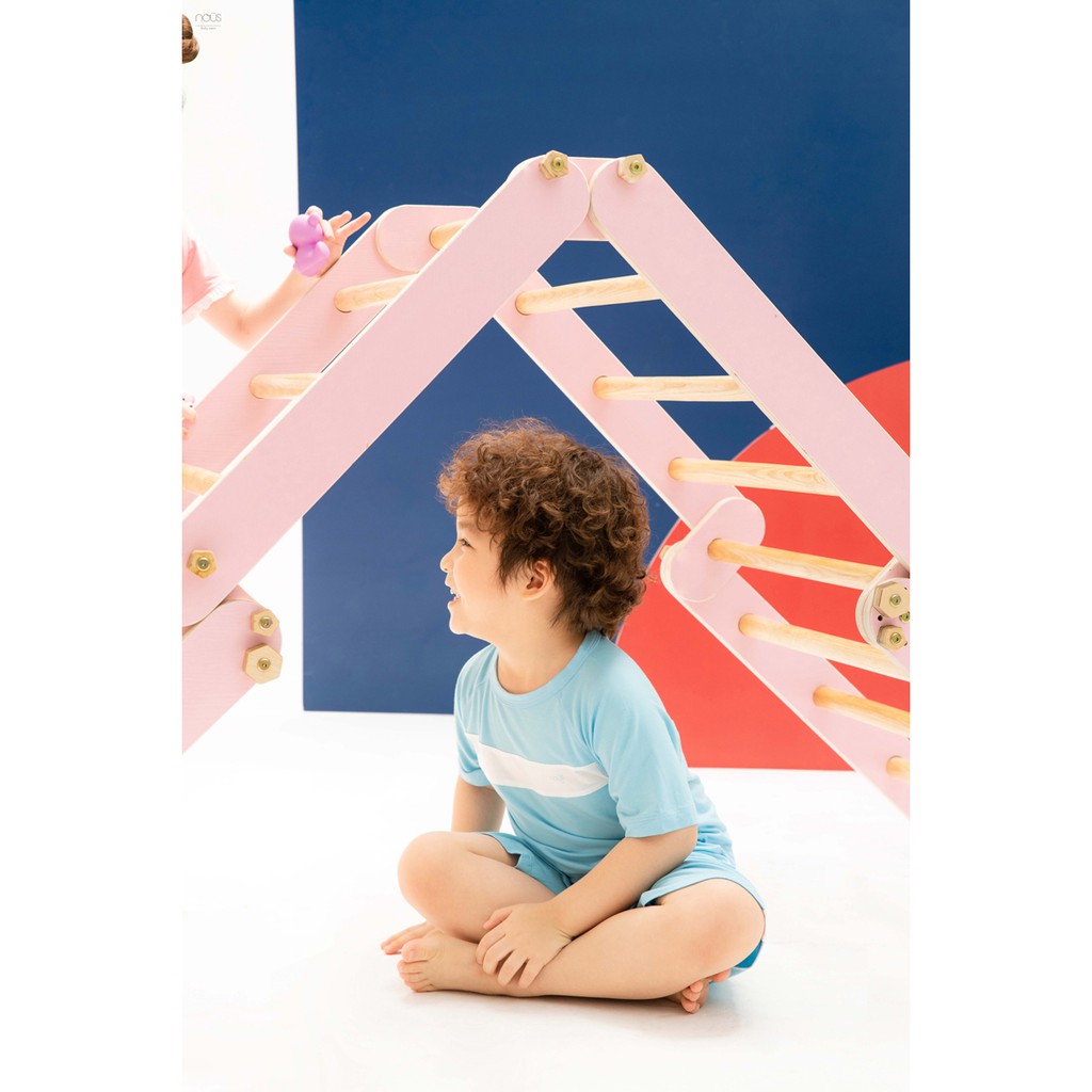 Bộ Cộc Tay Bé Trai NOUS Xanh Nhạt Trắng 2Y/3Y/4Y/5Y