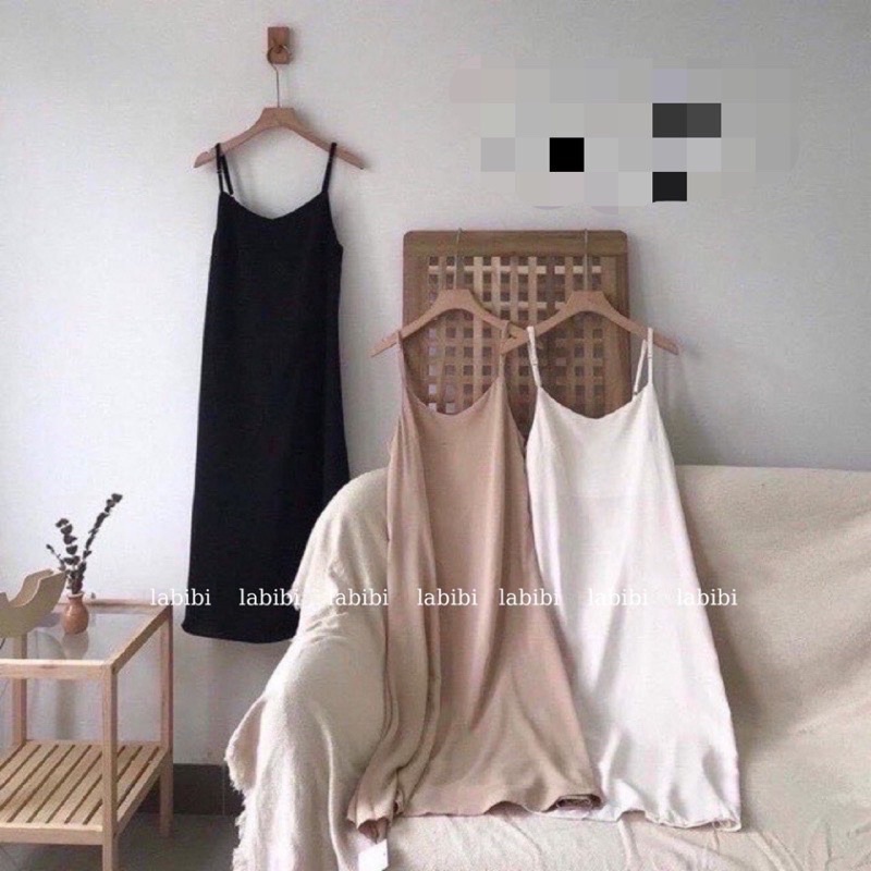 Váy 2 dây dáng suông chất đũi
