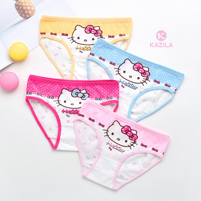 Quần chip bé gái cotton tinh khiết hạng A, quần lót bé gái Mèo hello kitty Kazila QLG3