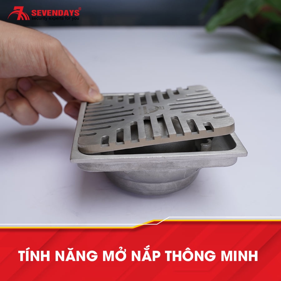 [BẢO HÀNH 10 NĂM] Phễu Thoát Sàn Siêu Thoát Nước Ngăn Mùi SEVENDAYS Bông Tuyết Mặt Vuông Inox Cao Cấp Mã SAV-12UL-01X