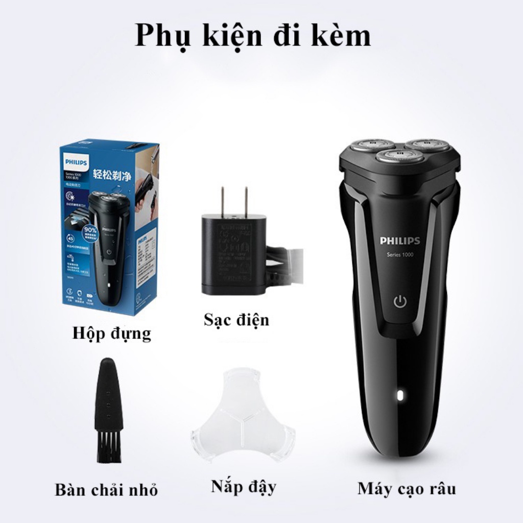 Máy cạo râu Philips điện 3 lưỡi tự mài đa năng khô và ướt S1020 - Bảo hành 02 năm - khohangcap1_ad