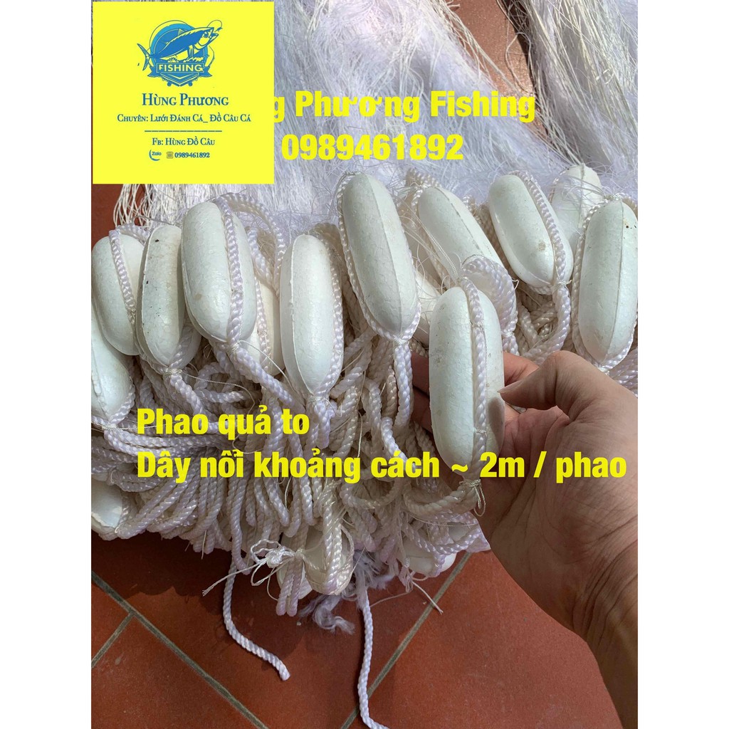 Lưới Cá Hùng Phương- Lưới dù sợi 3 cao 6m dài 99m đánh sông, hồ thủy điện