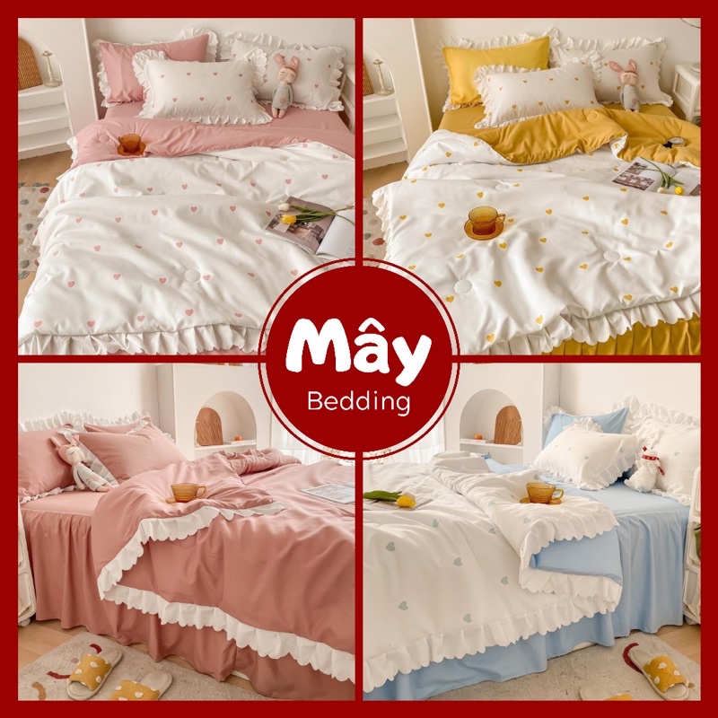 Bộ chăn ga gối Cotton Lụa chăn chần bông mùa hè MÂY BEDDING