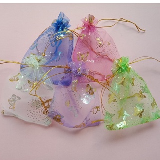 Set 20 túi dây rút voan lưới hoa lá bướm bay nhiều kiểu kích cỡ 9x12cm làm quà tặng dễ thương