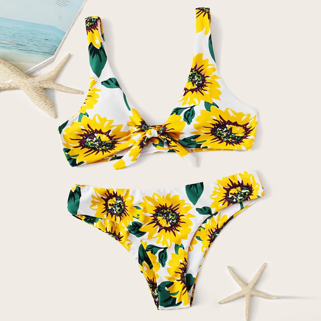 Bộ bikini 2 mảnh in hoa hướng dương thời trang cho nữ | BigBuy360 - bigbuy360.vn