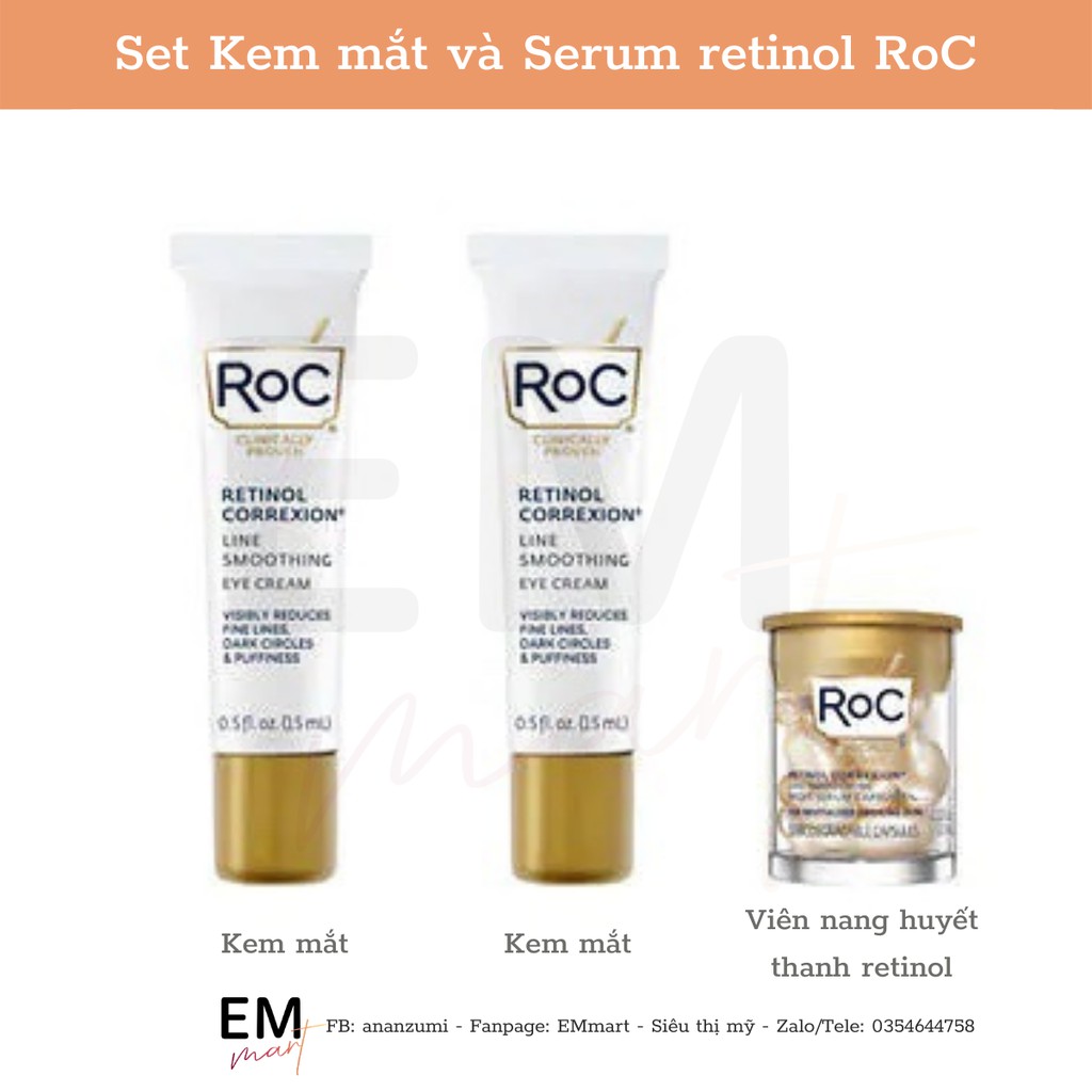 [BILL US] Kem mắt retinol ROC và serum huyết thanh Retinol ngừa lão hóa | BigBuy360 - bigbuy360.vn