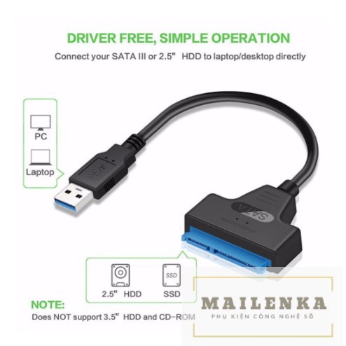 Dây Cáp Chuyển Đổi USB Sang Sata 3 Hỗ Trợ 2.5inch SSD HDD SATA 22 pin