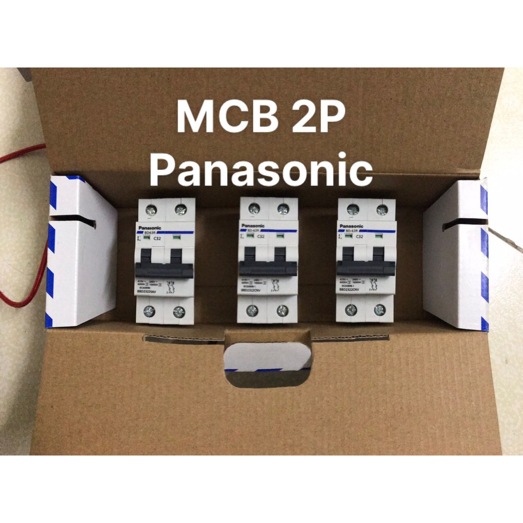 Panasonic - Cầu dao Aptomat MCB CB 2P 2 Pha 2 tép Panasonic 16A 20A 25A 32A 40A 50A 63A Chính hãng