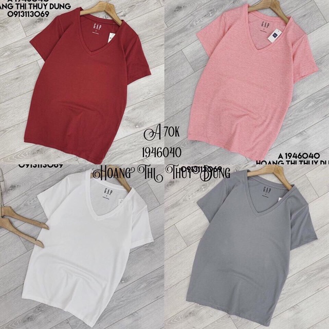 [SALE] Áo phông giấy nữ GAP siêu mềm mại cổ tim rộng