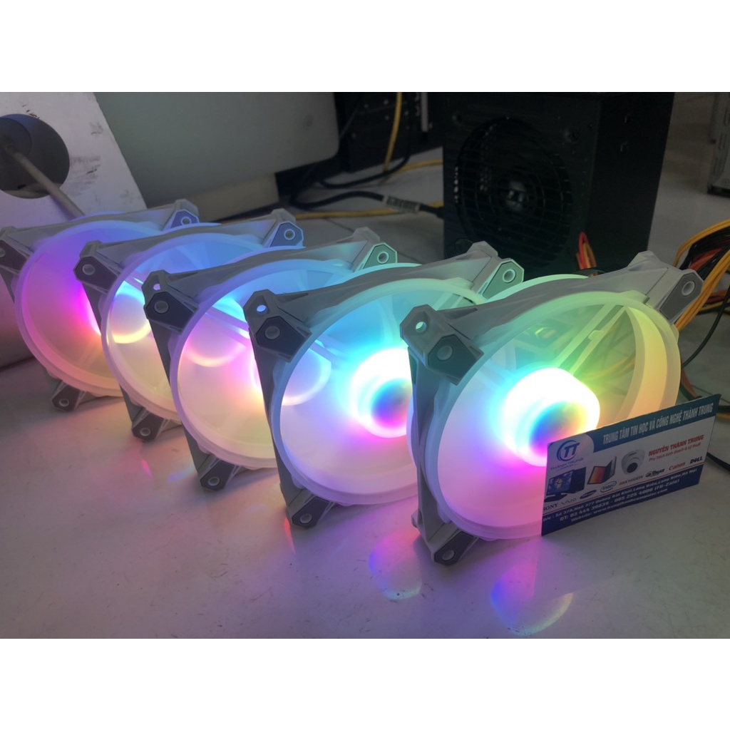 Quạt Tản Nhiệt, Fan Led RGB Coolmoon X3 Có Điều Tốc PWM - Led Sync Main 3 Pin 5v / Bộ Hub Coolmoon P-ARGB PWM