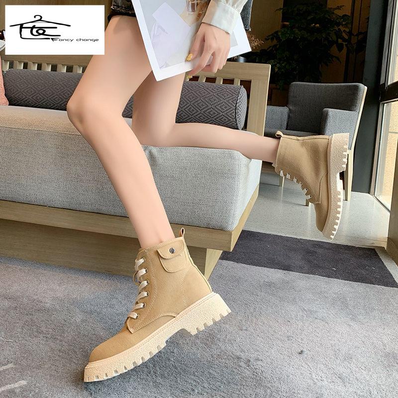 Giày bốt martin vải bạt cột dây đế dày Anh Quốc thời trang hè thoải mái dễ phối đồ thích hợp cho nữ 2022