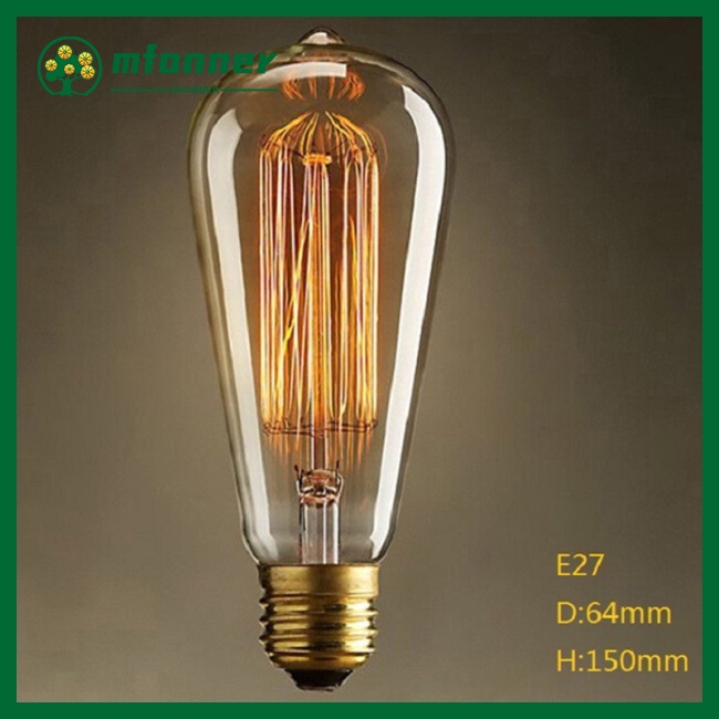 Bóng Đèn Dây Tóc Edison 40w 60w E27 220-240v Ánh Sáng Vàng Cổ Điển Trang Trí Quán Cà Phê
