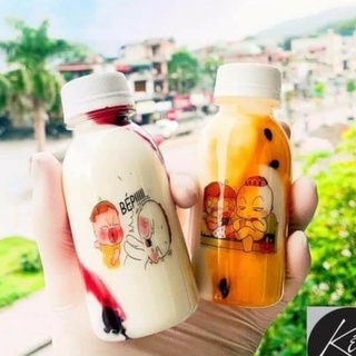 [Rẻ Vô Địch ]Chai Nhựa Đựng Trà Sữa Nắp Trắng 100Ml Tròn Siêu Xinh Siêu Yêu